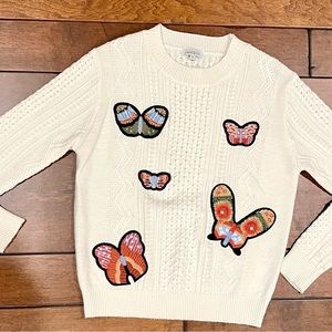 Jamison ivory sweater with embroidered butterflies